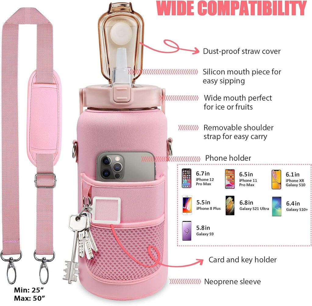 Half Gallon Water Bottle with Sleeve,