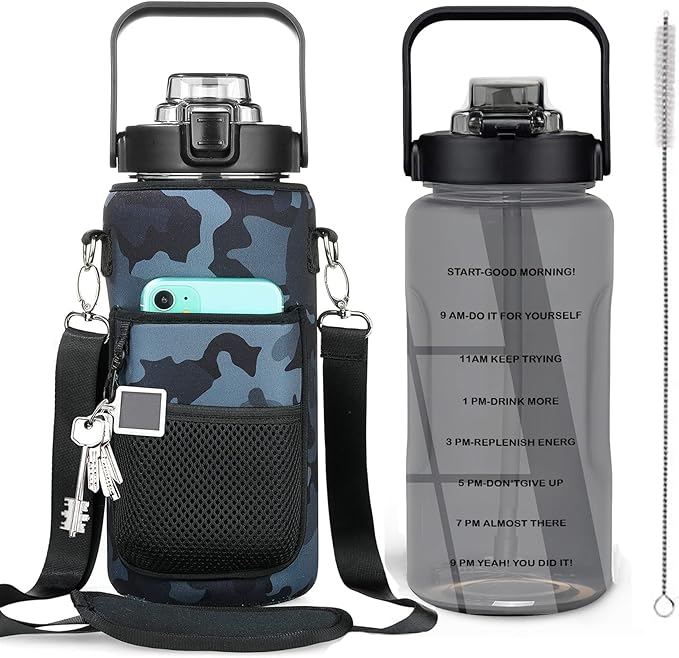 Half Gallon Water Bottle with Sleeve,