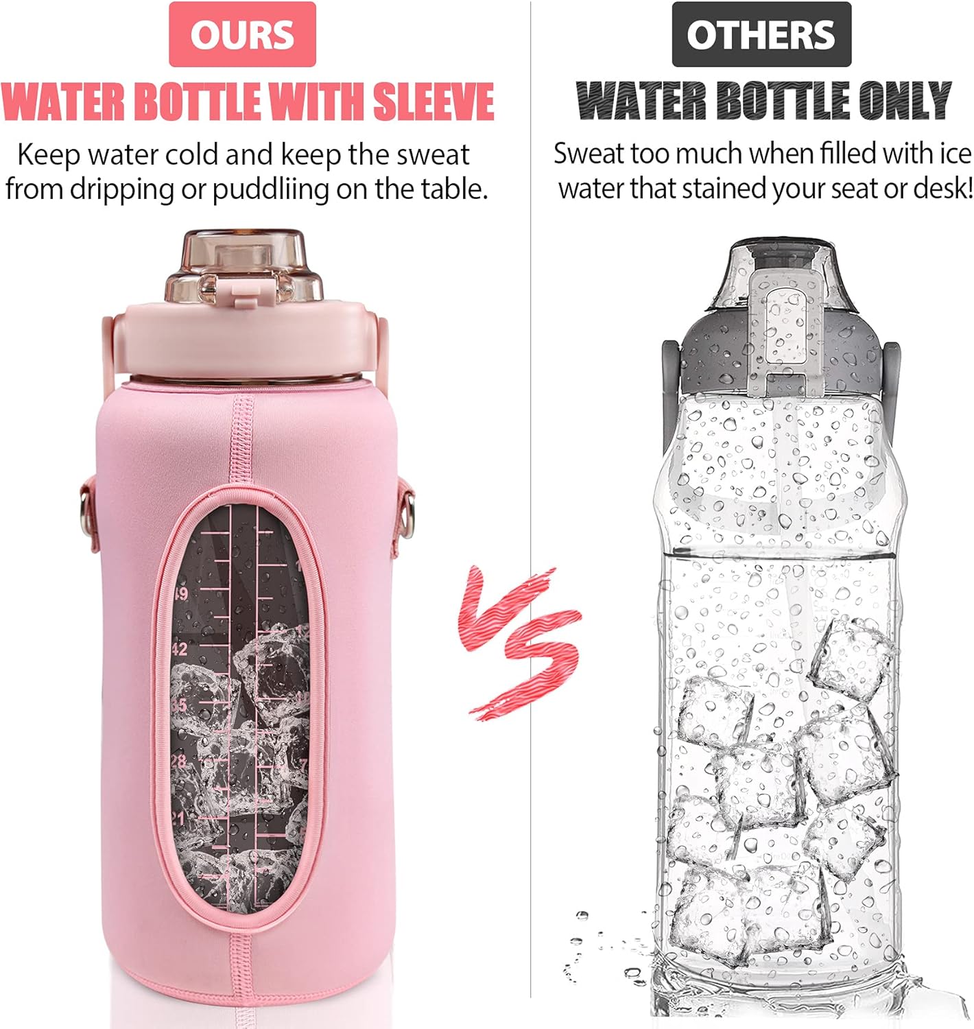 Half Gallon Water Bottle with Sleeve,